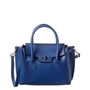 Italian Leather Top Handle Leather Satchel, Blue